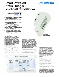 Thumbnail of document Data Sheet - TXDIN1600S DIN Rail Strain Gage/ Load Cell Transmitter w/Bipolar mA/V Output